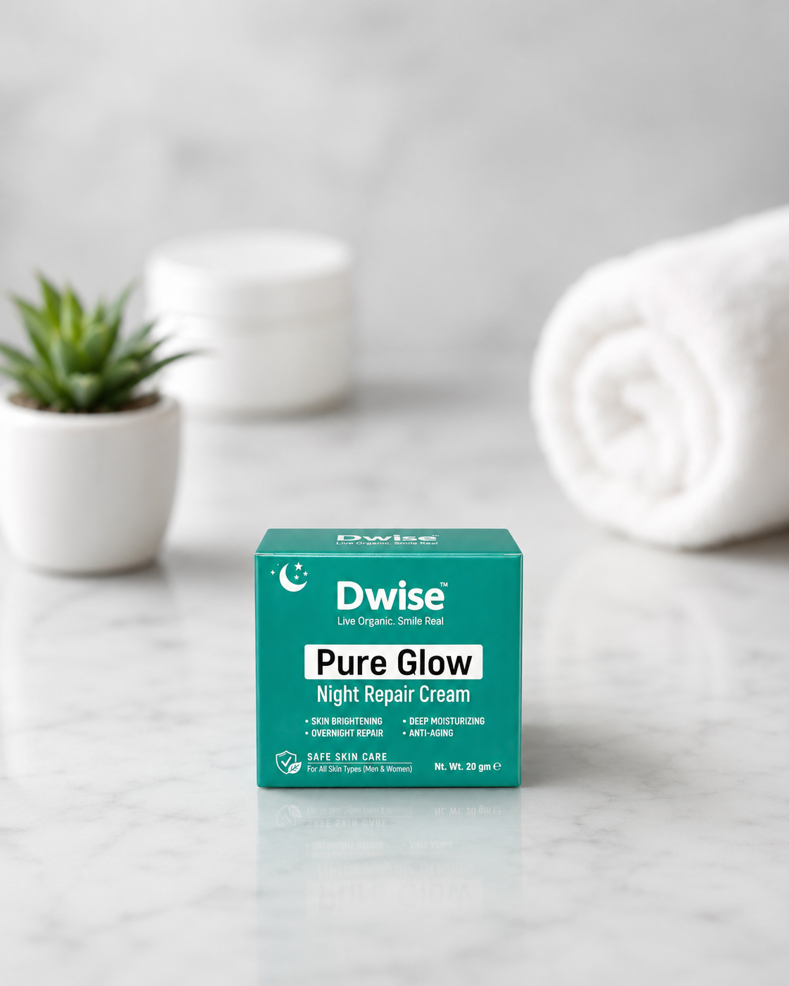 Dwise Pure Glow Night Repair Cream with Anti Agning Formulation, Niacinamide, Alpha Arbutin, Vitamin C&E. - Image 3